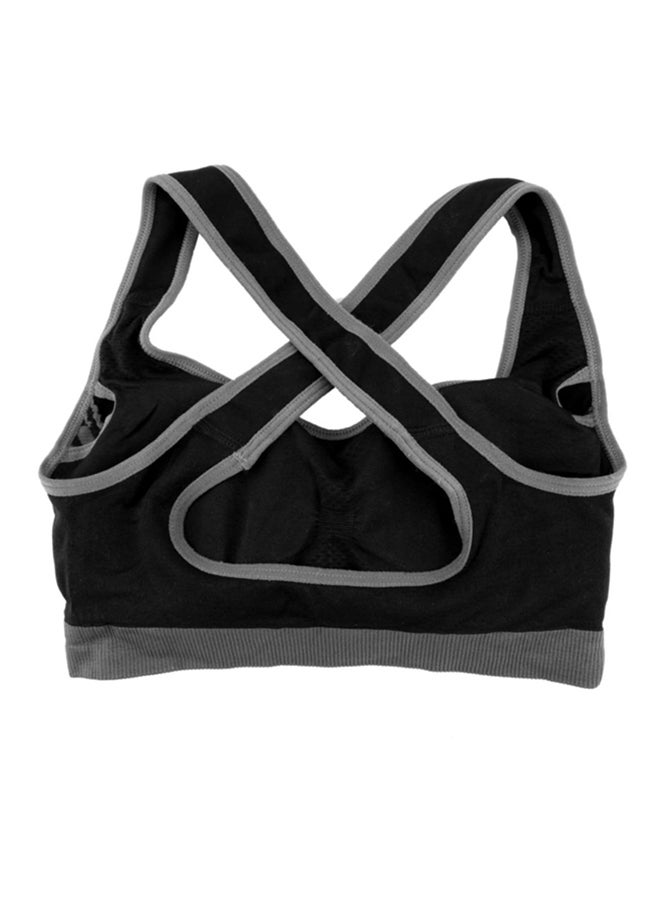 أوتاد حمالة صدر رياضية بقصّة ضيقة وتصميم متقاطع من الظهر أسود - Image 2