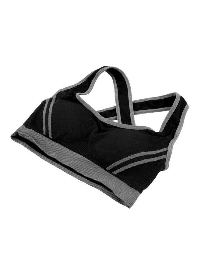 أوتاد حمالة صدر رياضية بقصّة ضيقة وتصميم متقاطع من الظهر أسود - Image 3