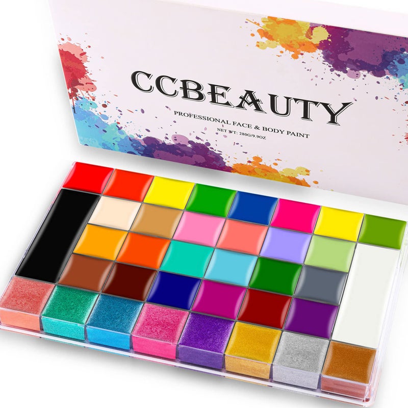 CCbeauty Professional 36 Colors Face Body Paint, Large Cream Face Painting Palette Kit, Non Toxic Hypoallergenic FacePaint for Halloween SFX Special Effects Costume Cosplay Makeup - Image 1