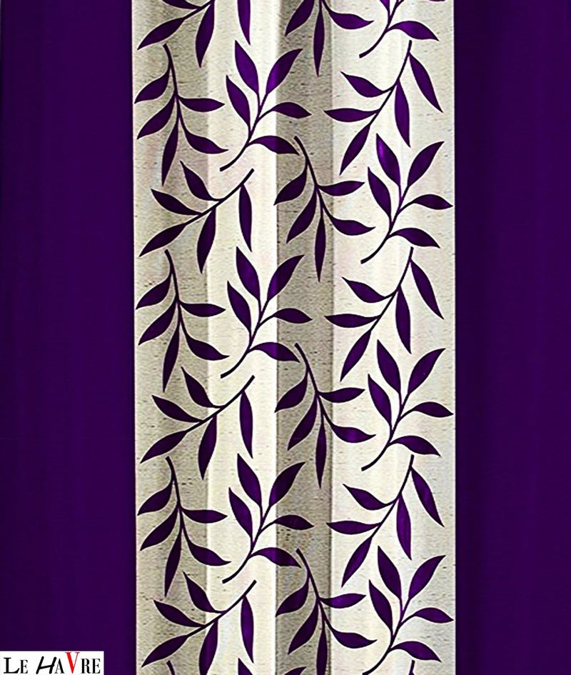 Milan Polyresin Floral Long Window Curtain Long Window 6 Ft Violet Pack of 2 - Image 3