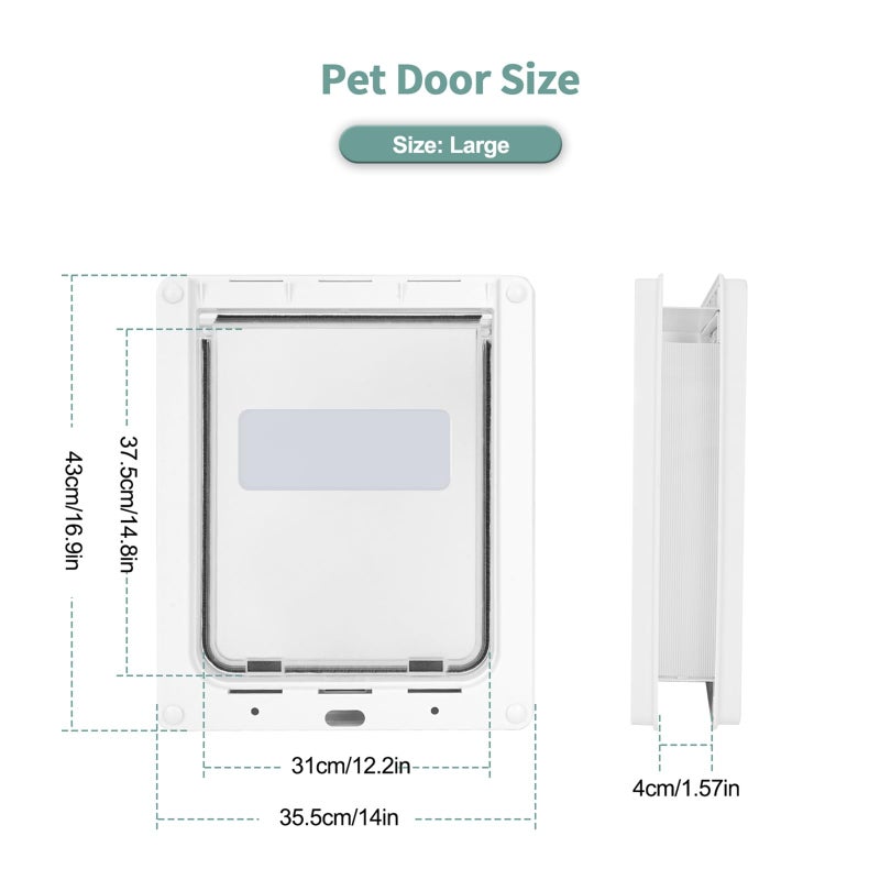 Lessmon Large Doggie Door with Magnetic Locking Panel for Home Security - Durable & Weatherproof Outer Size 16.9x14in for Medium to Large Dogs, Cats, Pets. Easy to Install - Image 2