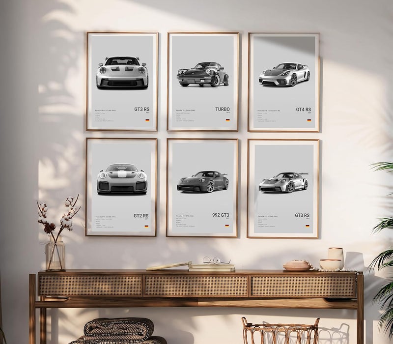 Dujoi 911 GT3RS GT2RS Posters Car Posters For Walls Racing Car Wall Art For Boys Bedroom Supercar Paper Prints Poster Set Of 6,Unframe 8x12inch,20x30cm - Image 2