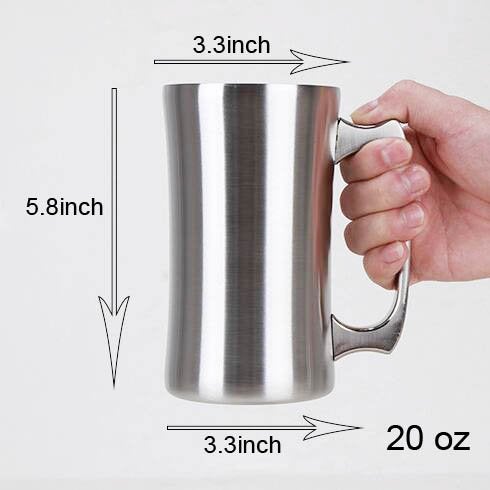 OrgMemory Insulated Cup, Stainless Steel Coffee Mug, 20 oz Coffee Mug, (560 ml), Double Wall Beer Stein, Tumbler with Handle, Insulated Beer Mug with Lid - Image 3