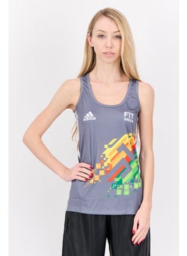 Adidas Women Sportswear Fit Sleeveless Outdoor Jersey, Grey  - Image 1