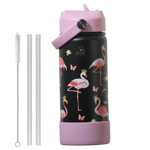 TOM  BELL TOM & BELL Insulated Water Bottle for Kids 500ml,Double Wall Water Bottle for School, Sipper Bottle,Hot and Cold, Premium 304 Stainless Steel (flamingo, 500ml) - Image 1