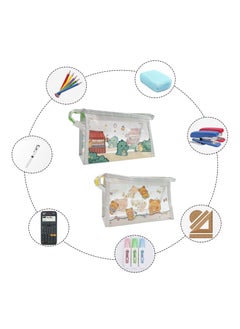 Y&D Pencil Case Pen Bag 2 Pieces Portable Office Stationery Pouch, Clear PVC Zipper Bag, Waterproof Makeup Bags  - Image 2