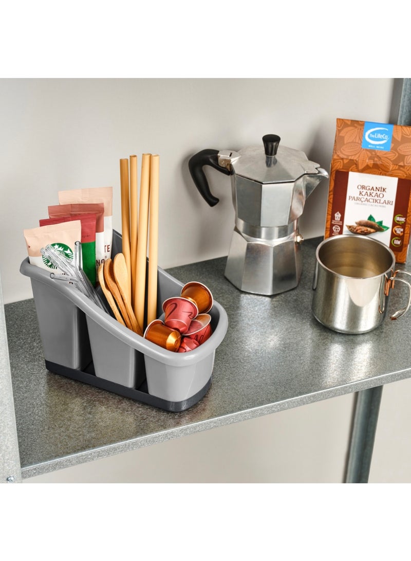 Dunya Plastik BPA-Free Kitchen Countertop Organizer with 3 Compartments - Image 2