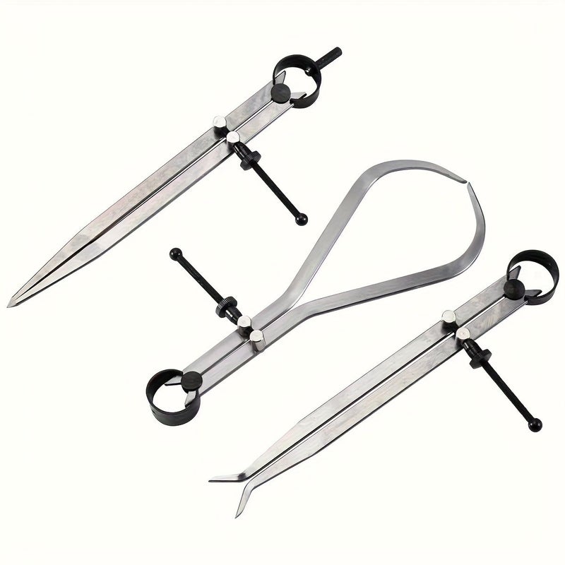 Spring Caliper Set 3 Pieces 8 Inch Internal Measuring Type Flat Legs Carbon Steel Machinist Tool Silvery Metalworking Precision Measurement - Image 5