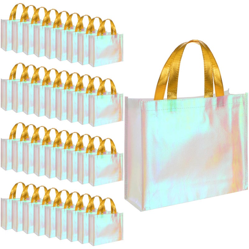 Eccliy 60 Pcs Reusable Gift Tote Bags Housekeeping Appreation Grocery Shopping Bag with Handles for Bridesmaid WeddingPink