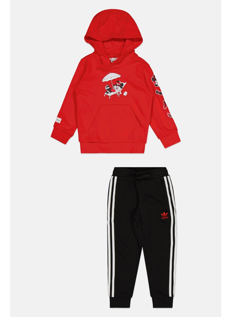 adidas Originals Adidas Originals x Disney Kids Boy 2 Piece Graphic Print Hoodie And Jogger Pants Set, Red/Black  - Image 1