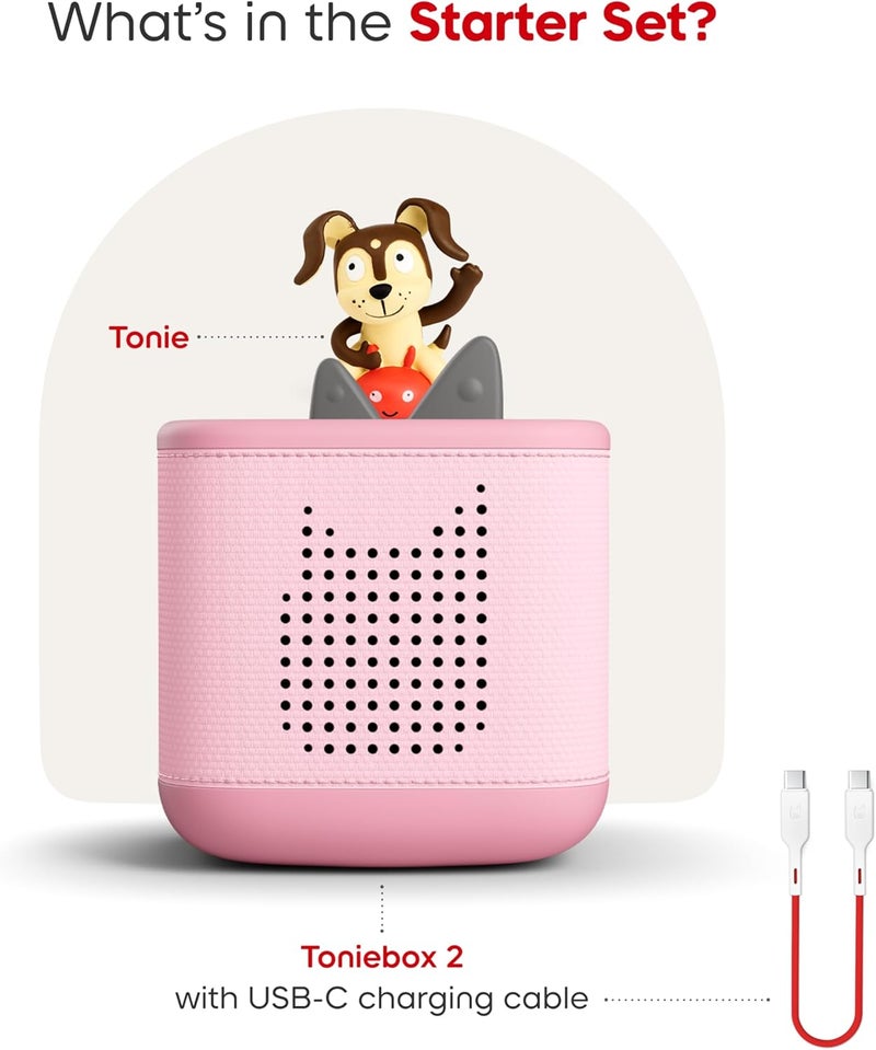 المجموعة الأولية لمشغل الصوت Toniebox 2 للأطفال من عمر سنة فما فوق مع دمية وقت اللعب - وردي سحابي - Image 3