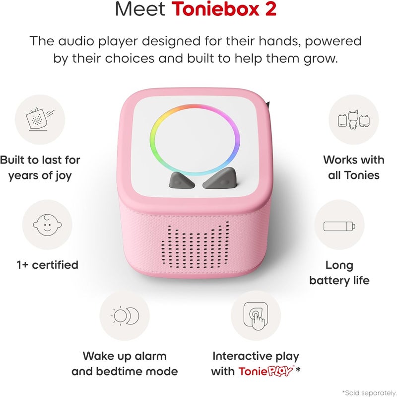 المجموعة الأولية لمشغل الصوت Toniebox 2 للأطفال من عمر سنة فما فوق مع دمية وقت اللعب - وردي سحابي - Image 4