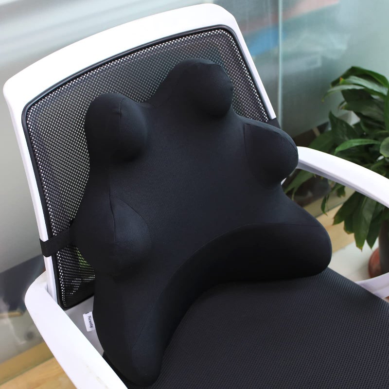 Newsty Lumbar Support Pillow for Ofiice Chair Patented Ergonomic Back Support for Back Pain Relief with Adjustable Strap Lumbar Support Pillow Relieving Lumbar Muscle Strain Black
