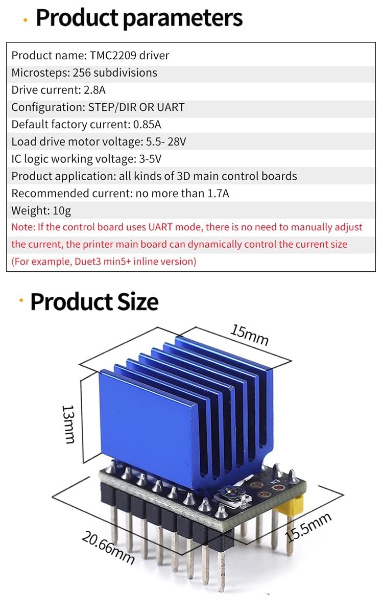 Teyleten Robot تيليتين روبوت TMC2209 V2.0 مشغل محرك خطوي StepStick 2.5A UART فائق الهدوء للوحة Nano SKR V1.3/1.4 Ender 3 للتحكم في الطابعة ثلاثية الأبعاد، بديل لـ A4988، 5 قطع - Image 5