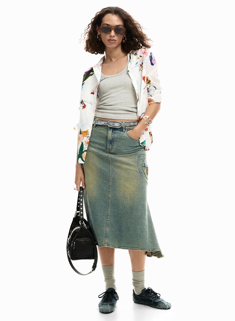 DESIGUAL Long-Sleeved Regular-Fit Shirt With A Collage-Effect Print - Image 2