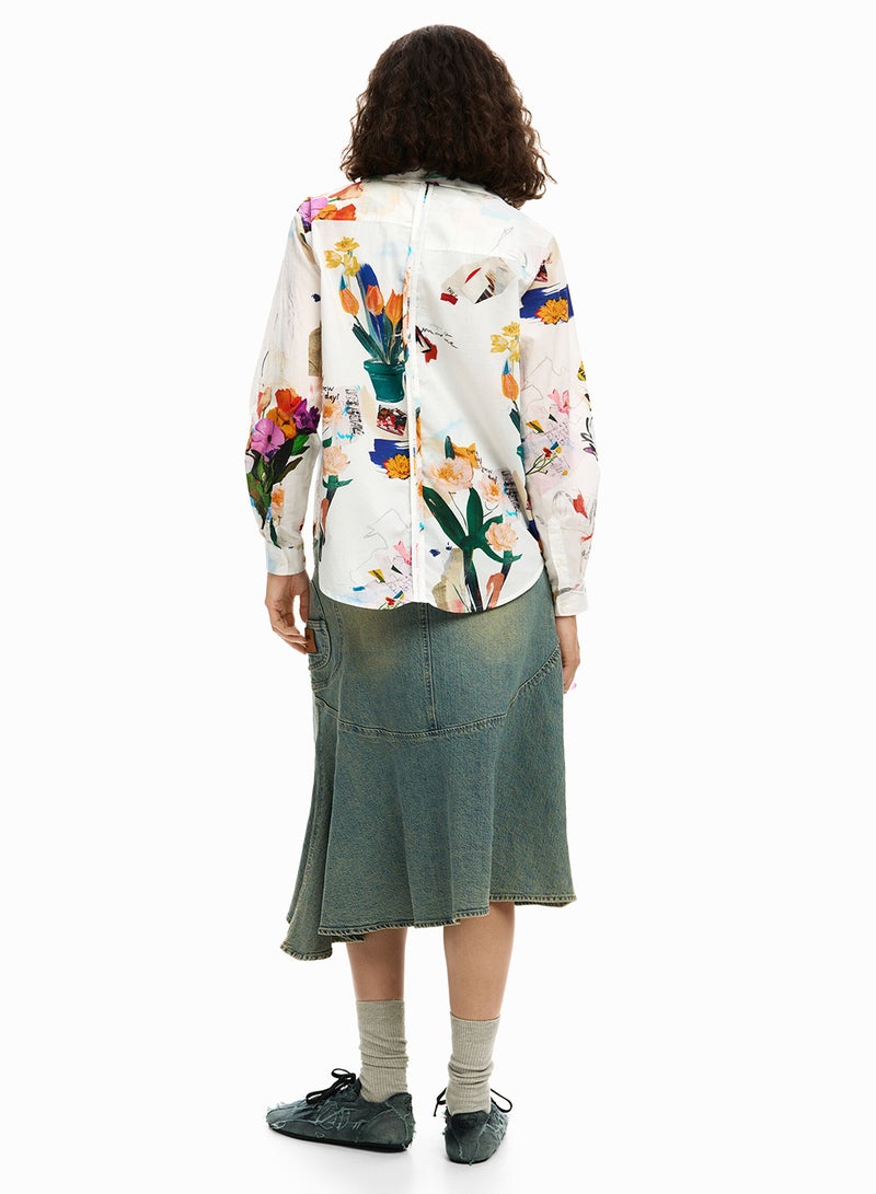 DESIGUAL Long-Sleeved Regular-Fit Shirt With A Collage-Effect Print - Image 4