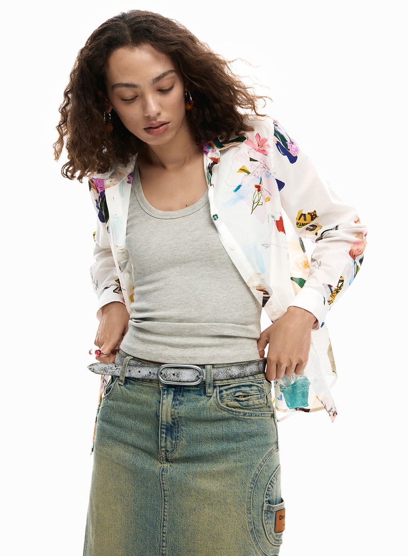 DESIGUAL Long-Sleeved Regular-Fit Shirt With A Collage-Effect Print - Image 3