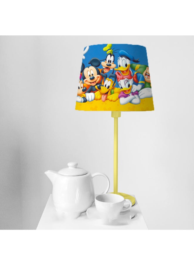 اباجورة اطفال ماسورة لون اصفر بشابوه مطبوع مقاس 17/23 ارتفاع 20 سم