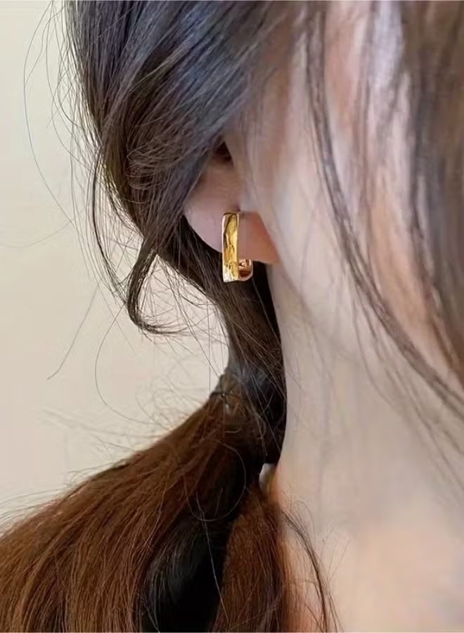 Gecomo Minimalist 18k Gold Plated Rectangle Hoop Earrings for Women, Geometric Design - Image 5