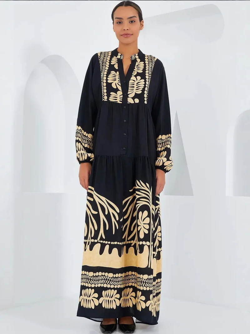 BIG DART BDART Patterned V-Neck Maxi Dress