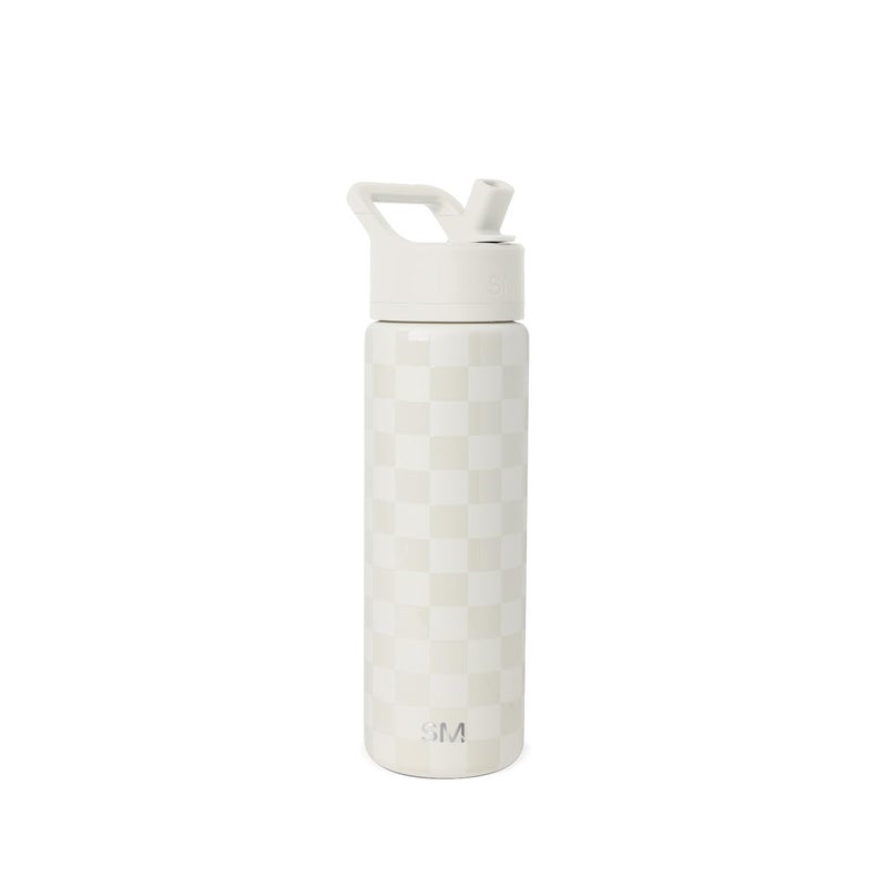 Simple Modern Water Bottle with Straw Lid Vacuum Insulated Stainless Steel Metal Reusable Leak Proof BPAFree Cup for School Summit Collection 22oz Cream Checkmate - Image 2