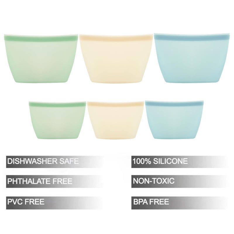 Emptycolor 6 Pack Reusable Silicone Food Storage Bags, Emptycolor Reusable Bags, Leakproof Freezer Bag for Sandwich, Snack, Dishwasher Safe, BPA Free - Image 4