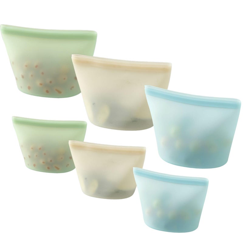 Emptycolor 6 Pack Reusable Silicone Food Storage Bags, Emptycolor Reusable Bags, Leakproof Freezer Bag for Sandwich, Snack, Dishwasher Safe, BPA Free - Image 1