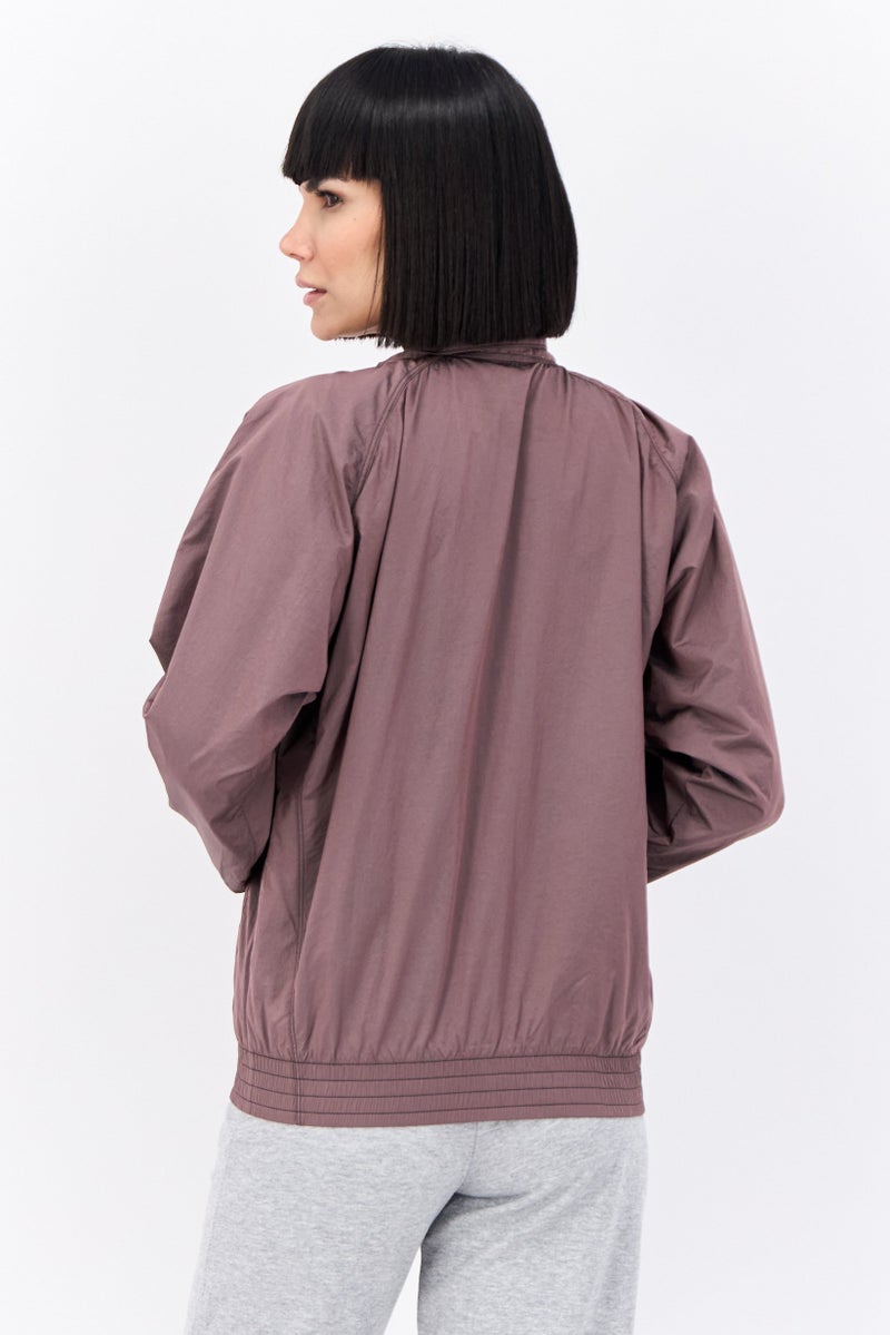 Adidas جاكيت خارجي طويل الأكمام للنساء، رياضي، بلون موف - Image 3