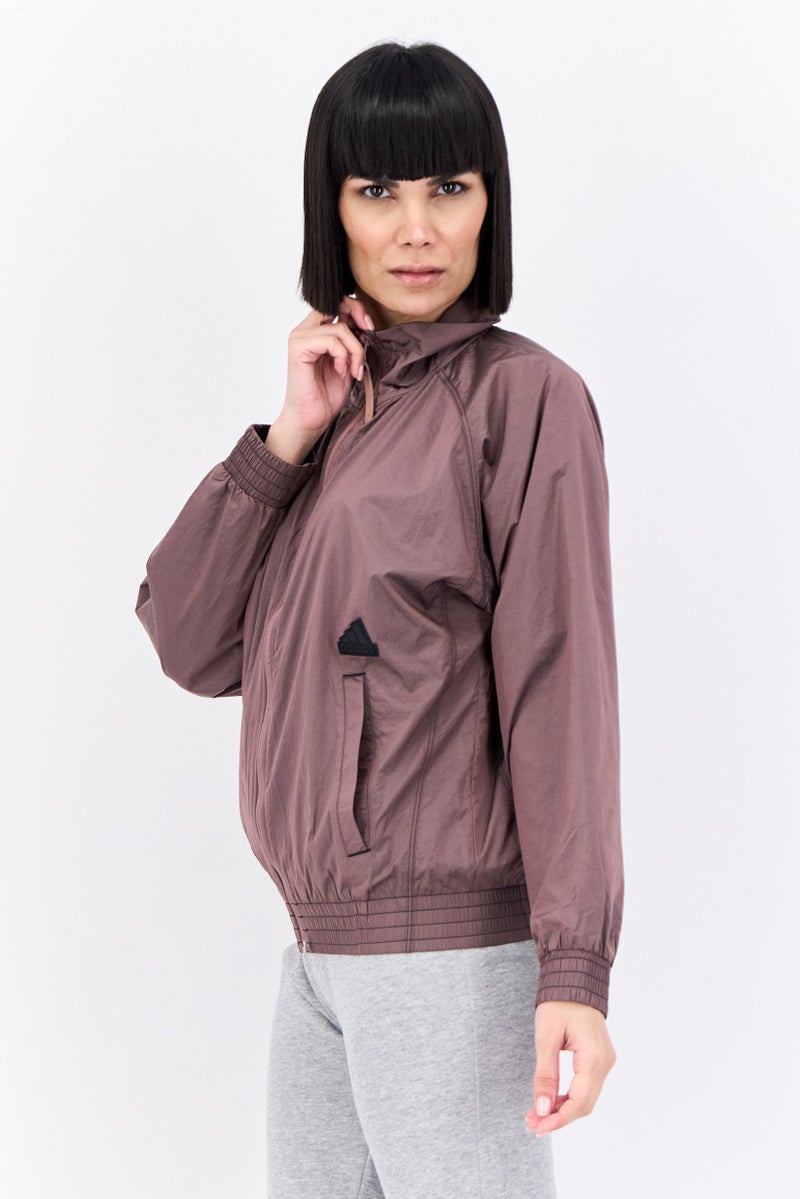 Adidas جاكيت خارجي طويل الأكمام للنساء، رياضي، بلون موف - Image 2