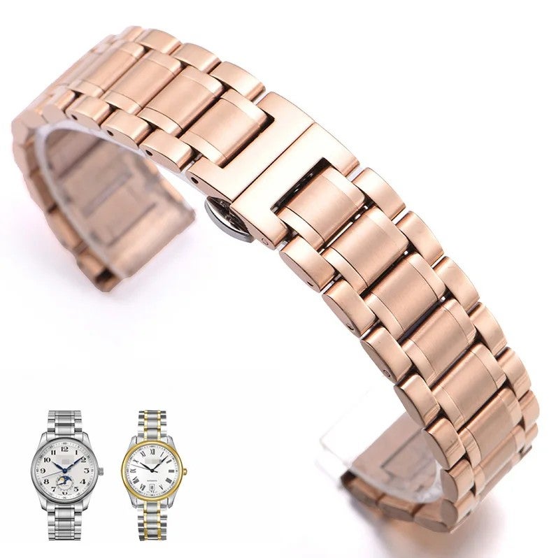 Bluejw Luxury Stainless Steel Watch Band with Curved Ends – Replaceable Metal Strap for Universal Smart Watches, Fits 18mm 20mm 22mm - Image 1