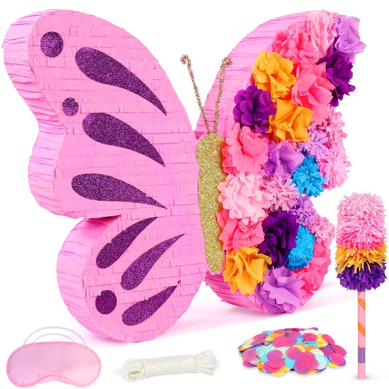 Pardecor 27 Extra Large Butterfly Pinata with Stick and Blindfold for Themed Party Decoration Spring Party Supplies - Image 3