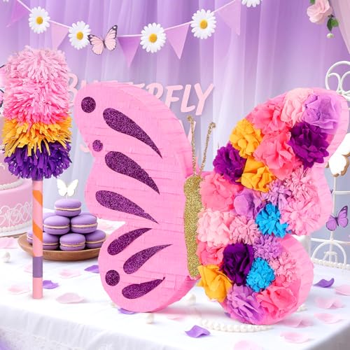 Pardecor 27 Extra Large Butterfly Pinata with Stick and Blindfold for Themed Party Decoration Spring Party Supplies - Image 5