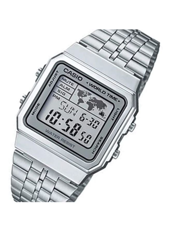 CASIO Men Water Resistant Digital Watch A500WA-7 - 34 mm - Silver - Image 5