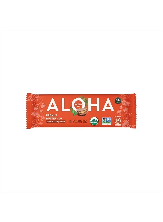 ALOHA Organic Plant Based Protein Bars - Peanut Butter Cup Bar - Vegan, Low Sugar, Gluten-Free, Paleo, Low Carb, Non-GMO, No Stevia, No Erythritol  - Image 1