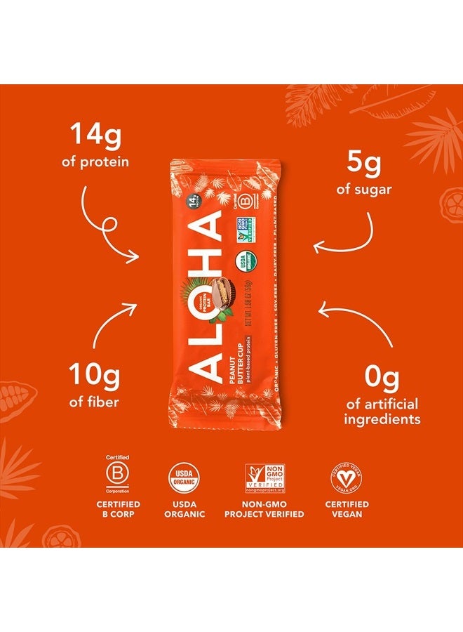 ALOHA Organic Plant Based Protein Bars - Peanut Butter Cup Bar - Vegan, Low Sugar, Gluten-Free, Paleo, Low Carb, Non-GMO, No Stevia, No Erythritol  - Image 2