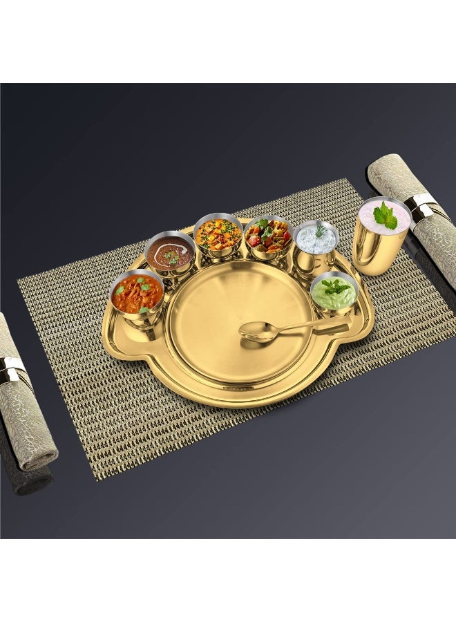 Shri & Sam Nifty High Grade Stainless Steel Thali Set with PVD Coating (Gold) - Image 4