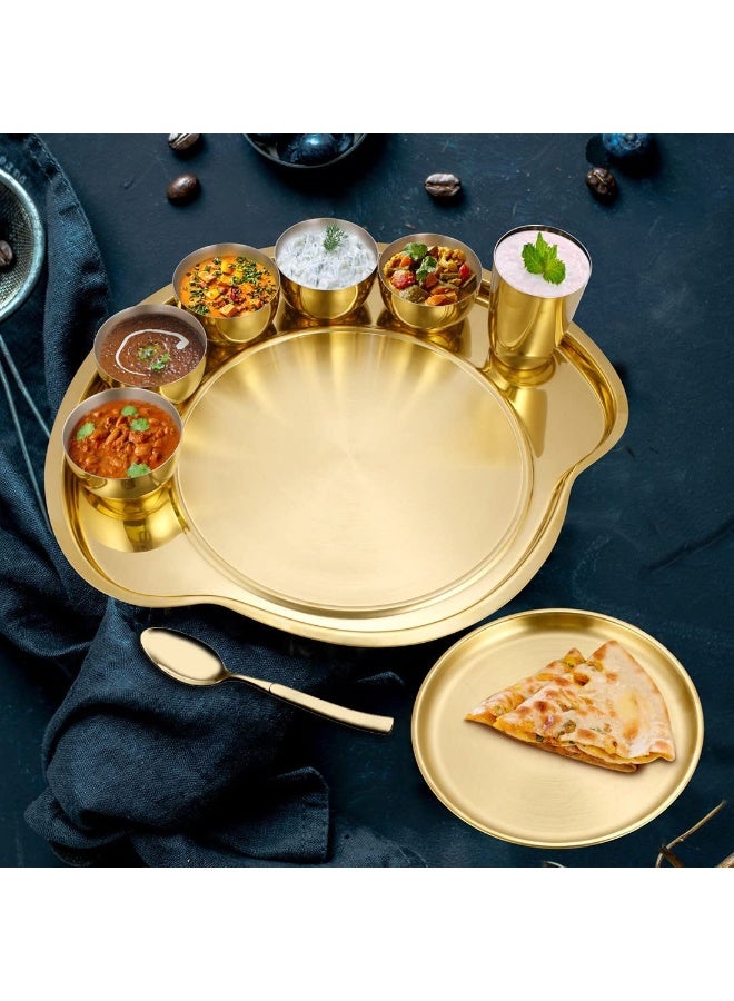 Shri & Sam Nifty High Grade Stainless Steel Thali Set with PVD Coating (Gold) - Image 3