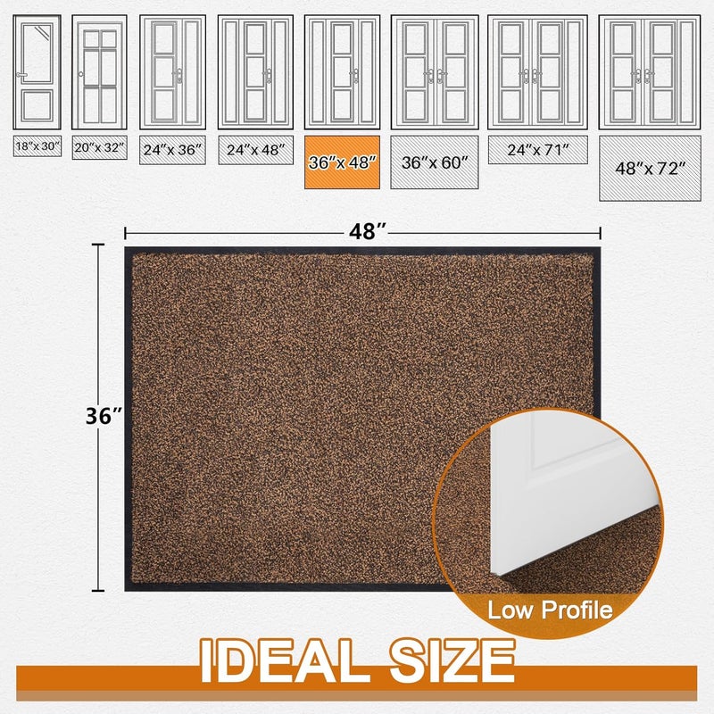 ميباو حصائر أبواب ميباو للاستخدام الداخل�� والخارجي، مقاس 58" x 120 سم، لون بني أسود، قابلة للغسيل، مانعة للانزلاق، مثالية للمداخل والأحذية، تتميز بقدرة عالية على امتصاص الأوساخ. - Image 2