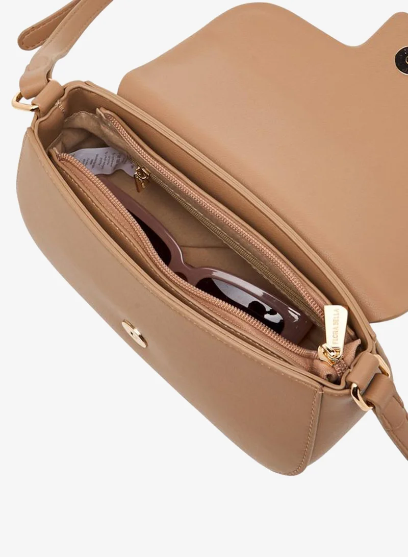 Flora Bella By Shoexpress BEIGE Solid Crossbody Bag with Adjustable Strap for Women | Best Price UAE
