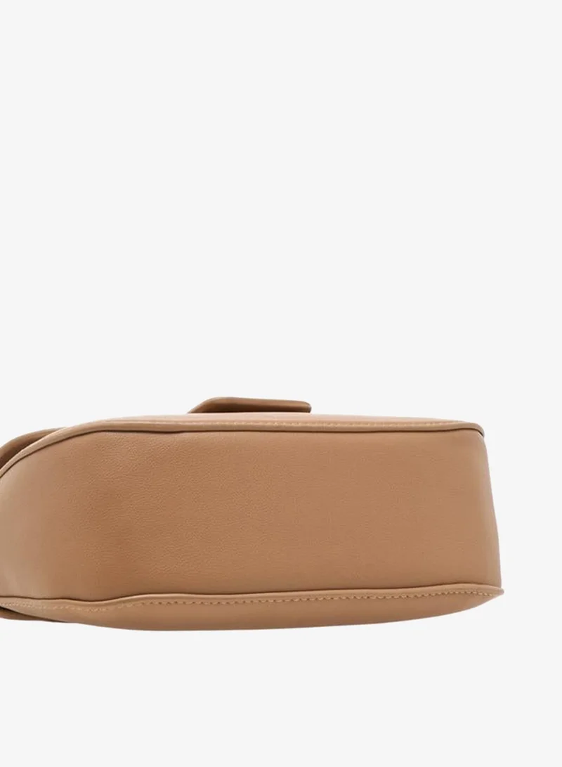 Flora Bella By Shoexpress BEIGE Solid Crossbody Bag with Adjustable Strap for Women | Best Price UAE