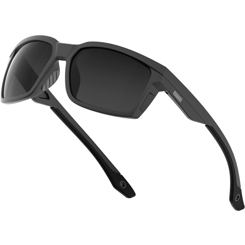ATTCL Polarized Fishing Sunglasses Men: Lightweight Wrap-Around UV400 Protection Secure Fit for Driving Cycling Running Sports 2238 Black-Gray - Image 1