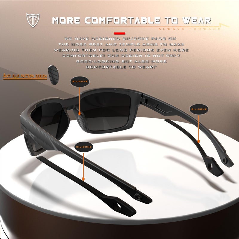 ATTCL Polarized Fishing Sunglasses Men: Lightweight Wrap-Around UV400 Protection Secure Fit for Driving Cycling Running Sports 2238 Black-Gray - Image 4