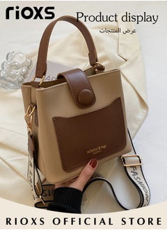 RIOXS Women's Multifunctional Bucket Bag with Zipper Closure, Retro Tote Shoulder Bag, Small Trendy Crossbody Bag with a Zipped Pocket Inside, Made of PU Leather with Clean Edges and Seams, Perfect for Using in Office, Dating or Other Daily Occasions, 19*12*17.5CM  - Image 4