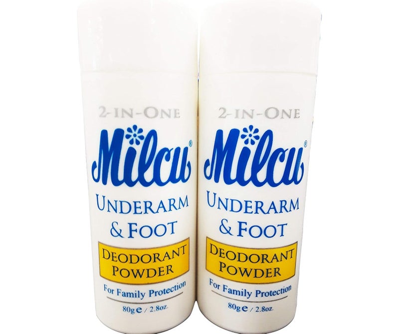 Underarm & Foot Deodorant Powder 80g per Bottle, 2 Pack