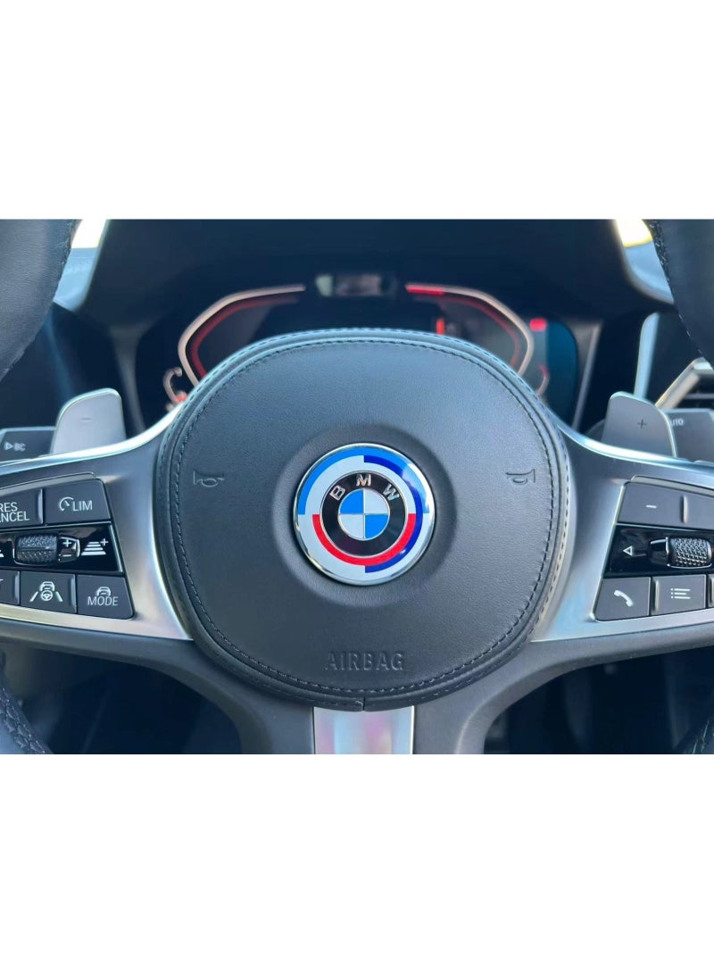 بي إم دبليو 7 قطع من شعار الذكرى الخمسين لسيارة BMW، مقاس 82 مم و74 مم، أمامي وخلفي - Image 2