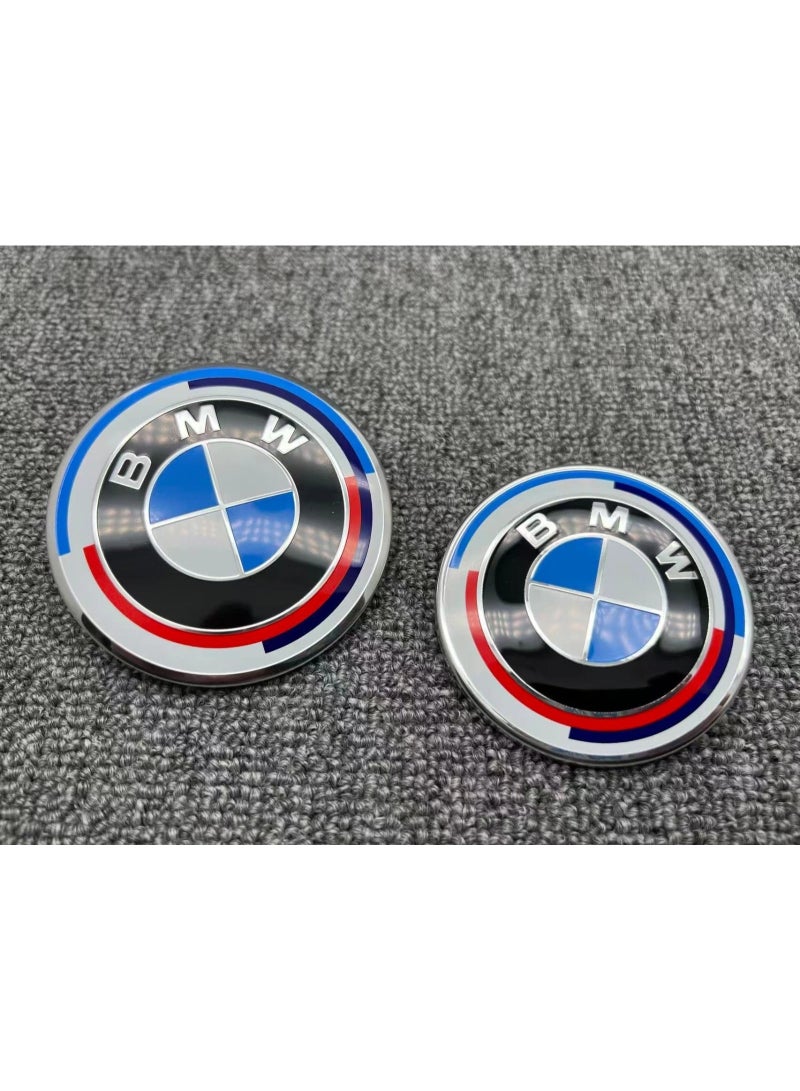 بي إم دبليو 7 قطع من شعار الذكرى الخمسين لسيارة BMW، مقاس 82 مم و74 مم، أمامي وخلفي - Image 5