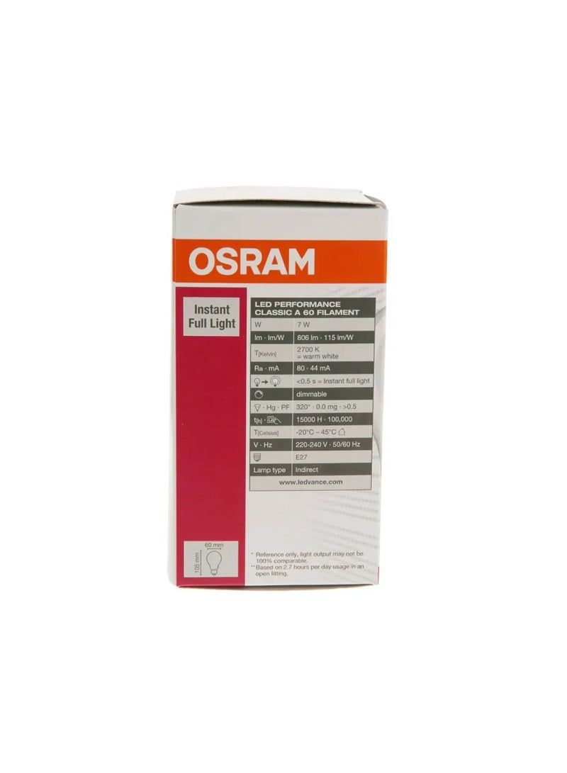 OSRAM Osram LED Star Classic A 7W 2700K Warm White Dimmable Filament Bulb E27 - Image 5