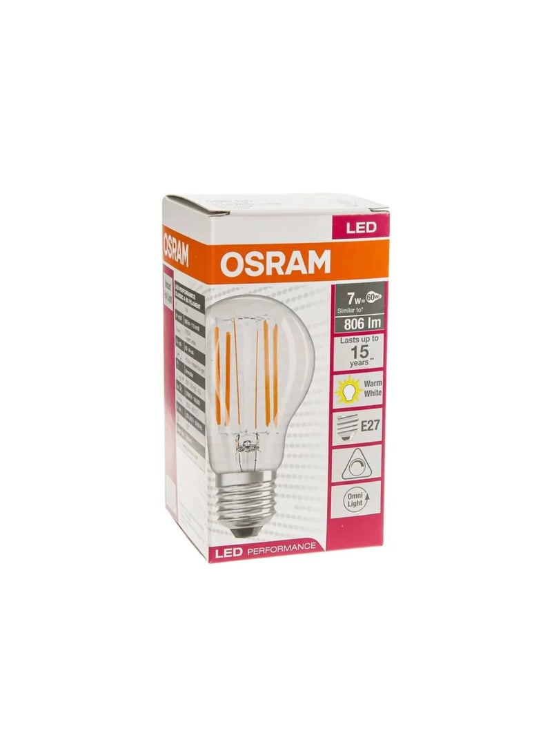 OSRAM Osram LED Star Classic A 7W 2700K Warm White Dimmable Filament Bulb E27 - Image 3