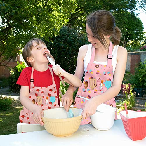 DEABOLAR Kids Aprons for Girls Toddler Donut Aprons with Pockets for Kids Cooking Baking Painting Crafting Art Gardening Adjustable, Machine Washable - Image 2