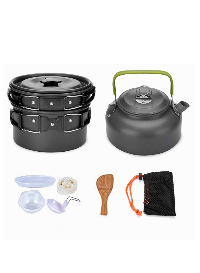 9Pcs Cookware Set Outdoor Camping Cooking Kit Portable Nonstick Lightweight Pans Cook Set with Bag  - Image 1